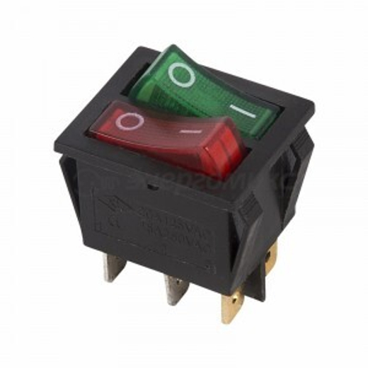 Переключатель ON/OFF двойной 6-pin 16A-250В RWB-511 Красный/Зеленый