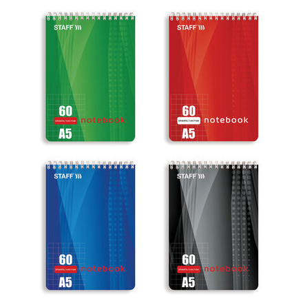 Блокнот А5 146×205 мм, 60 л., гребень, жесткая подложка, клетка, STAFF