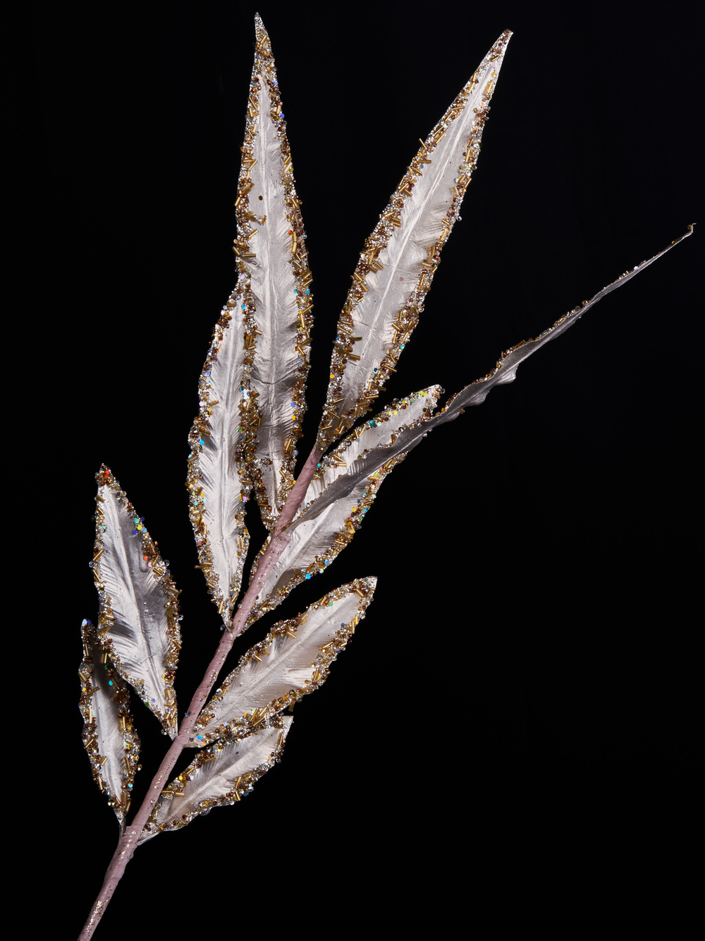 Веточка с листьями пальмы 61см ChristmasDeLuxe платина