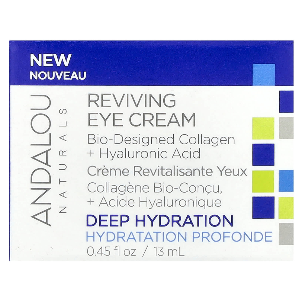 Andalou Naturals, Восстанавливающий крем для кожи вокруг глаз, биоразлагаемый коллаген и гиалуроновая кислота, 13 мл (0,45 жидк. унц.)