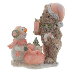 GAEM Фигурка декоративная "Мишка и снеговик", L8 W5 H9,5 см