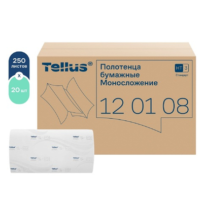 Полотенца бумажные листовые Tellus Universal 120108 ZZ-слож. 1-х сл. 250 л 1/20