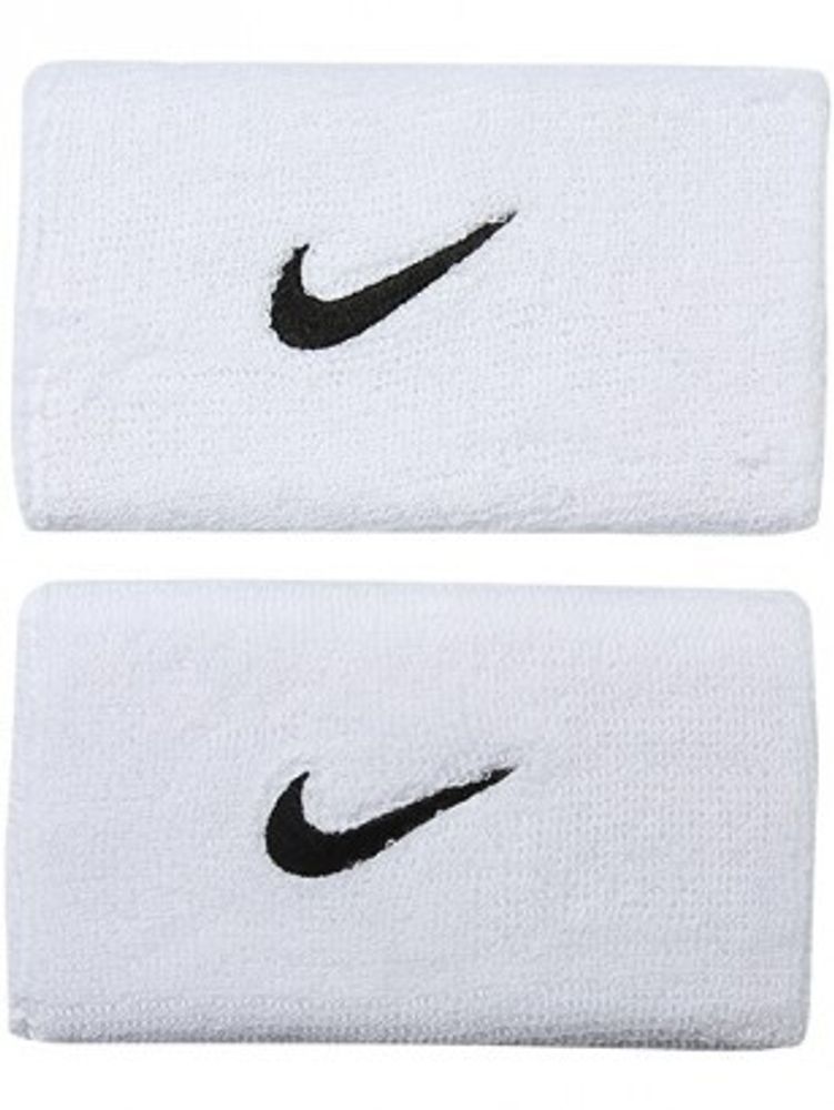 Напульсник теннисный Nike Swoosh Double-Wide Wristbands - white/black