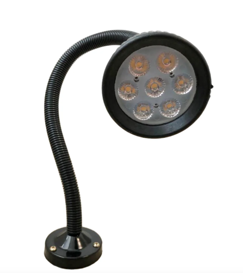 Станочный светодиодный светильник на гибкой ножке с винтовым основанием 24В — LED лампа местного освещения для станков с выключателем 7Вт, 700Лм, 5500К 24В, IP65 (магнитное крепление)