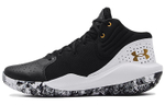 Under Armour Jet'21 round head lace-up shock absorption non-slip wear-resistant mid-top basketball shoes men's black and white