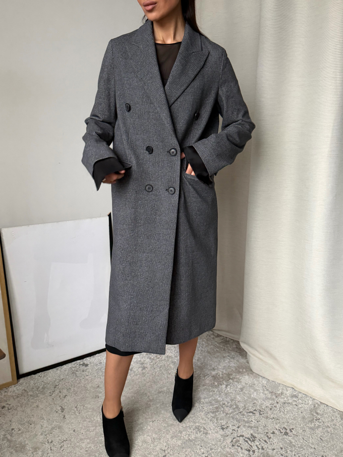 Пальто хлопковое в клетку Circolo, XS