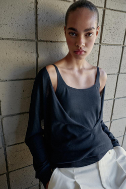 ZARA ДВУСЛОЙНЫЙ ДЖЕМПЕР, МОРСКОЙ СИНИЙ