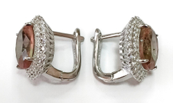 Серьги из серебра с натуральным камнем султанит