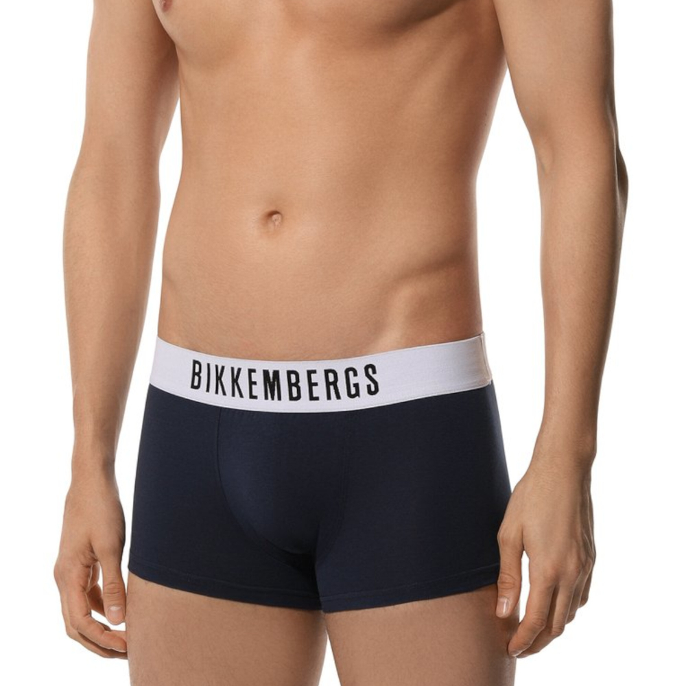 Мужские трусы хипсы синие набор 2 в 1 Bikkembergs ELEGANCE BKK1UTR10BI/2