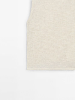 Massimo Dutti Трикотажный топ без рукавов, натуральный, кремовый