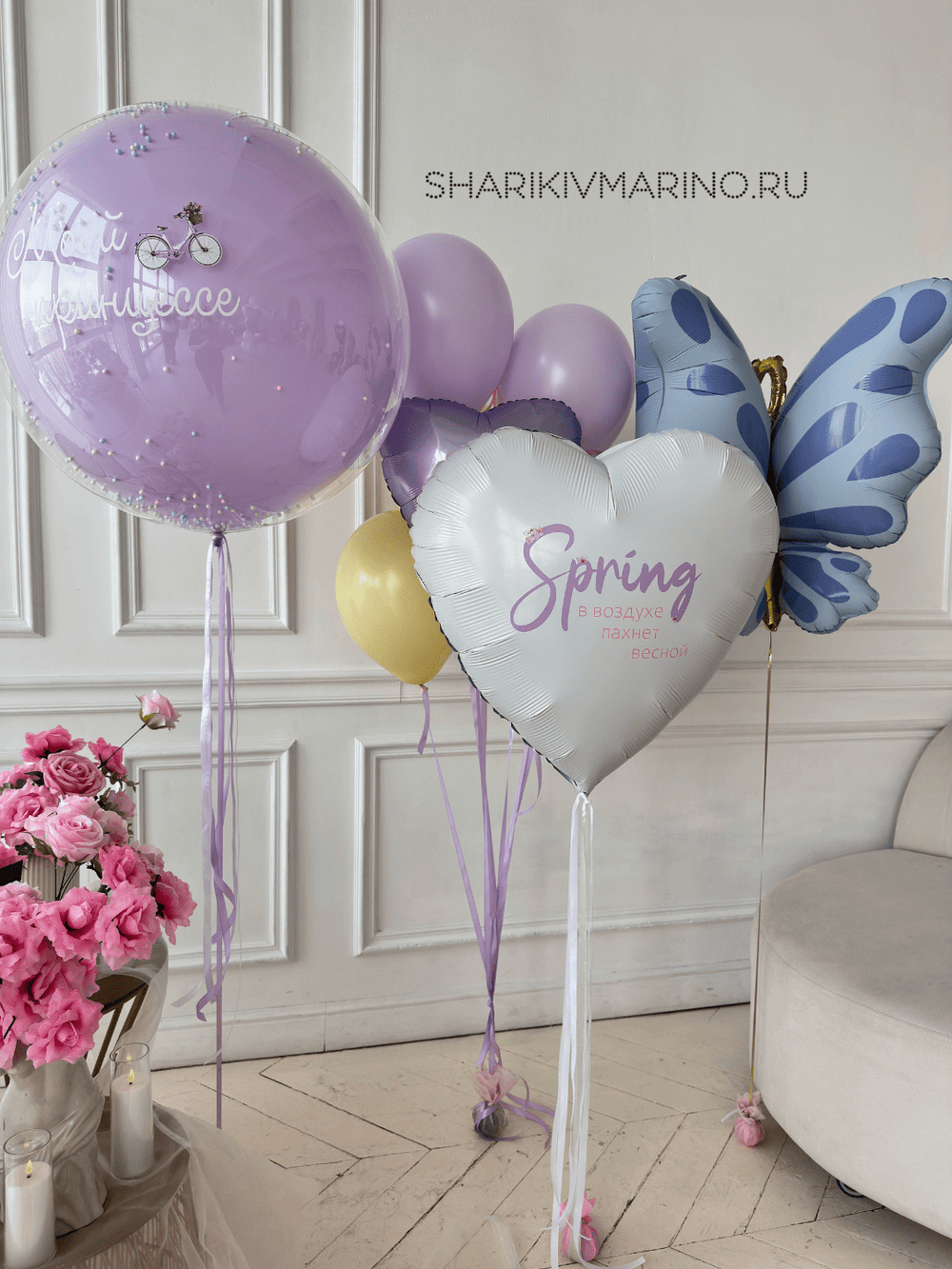 Весенняя симфония: композиция воздушных шаров для 8 Марта — аромат весны в каждом шарике!