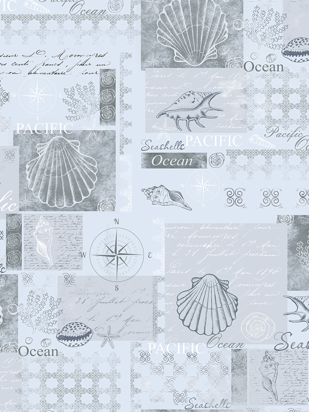 Скатерть 150*220см рис.№ 5 (ракушка голубой)