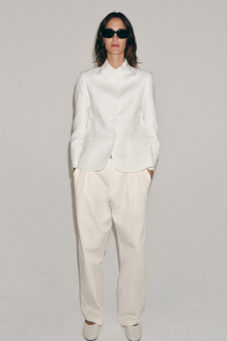 ZARA БЛЕЙЗЕР ИЗ 100% ЛЬНА — ZW COLLECTION, БЕЛЫЙ