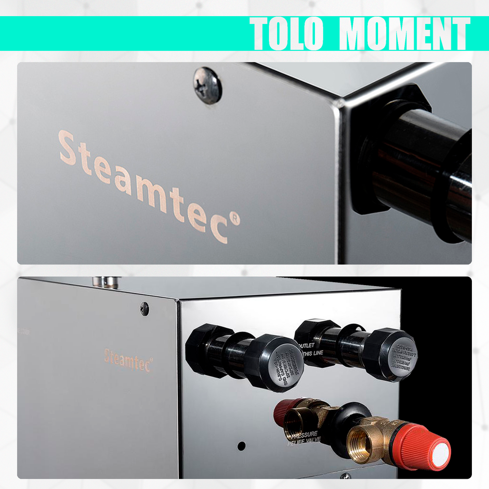 Steamtec TOLO MOMENT 60 - 6 кВт парогенераторы для хамама и турецкой бани / Серия PLATINUM со встроенной музыкой, пультом на 9-ти языках и возможностью монтажа без термодатчиков