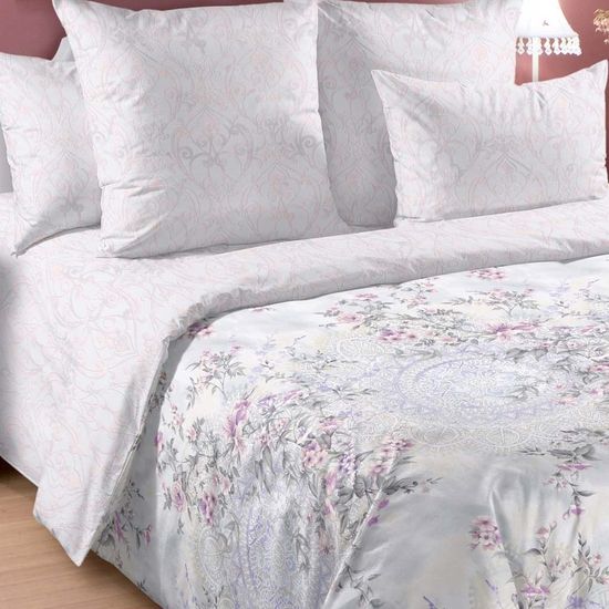 Евро комплект постельного белья с простыней на резинке Медитация перкаль