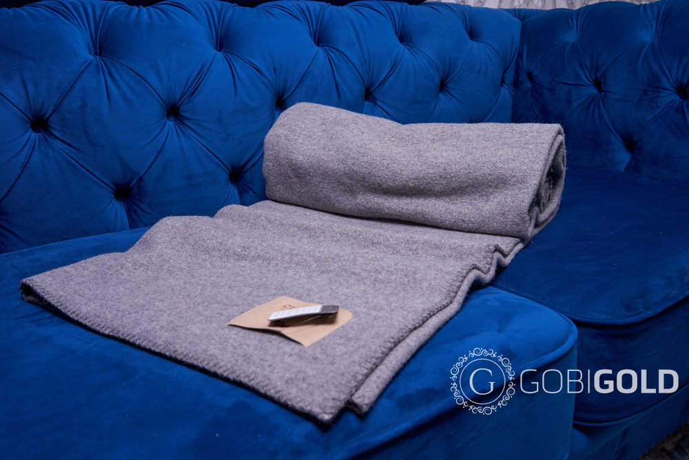 Одеяло тканое из шерсти мериноса LUX (овечья шерсть) ERDENET 150x200 см. - серое