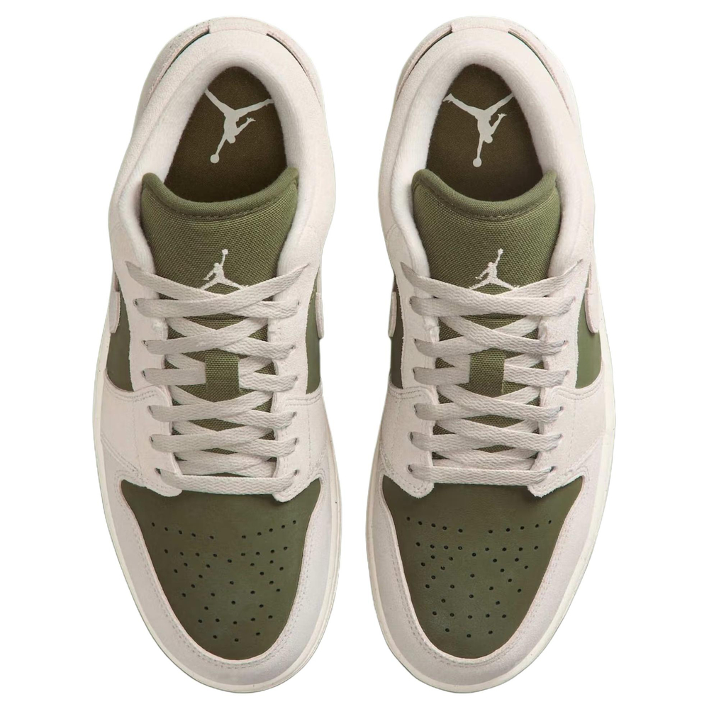 Jordan Air Jordan 1 Cushioning Low top Vintage Basketball Shoes Unisex Olive Green/Sail White