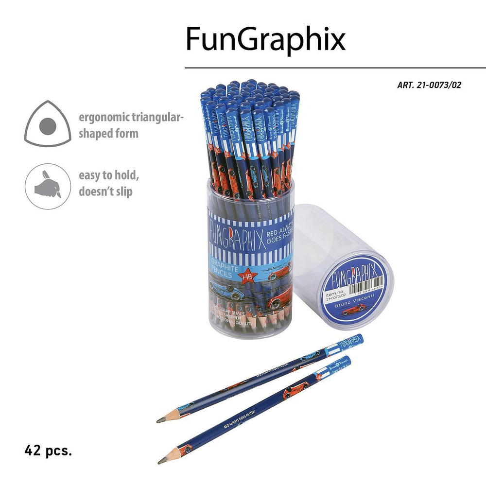 Карандаш ч/г НВ "Fun Graphix. Красная машина" (BrunoVisconti)