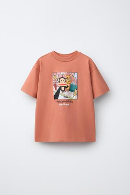 ZARA ФУТБОЛКА С ПРИНТОМ PAUL FRANK™, МЕДНЫЙ