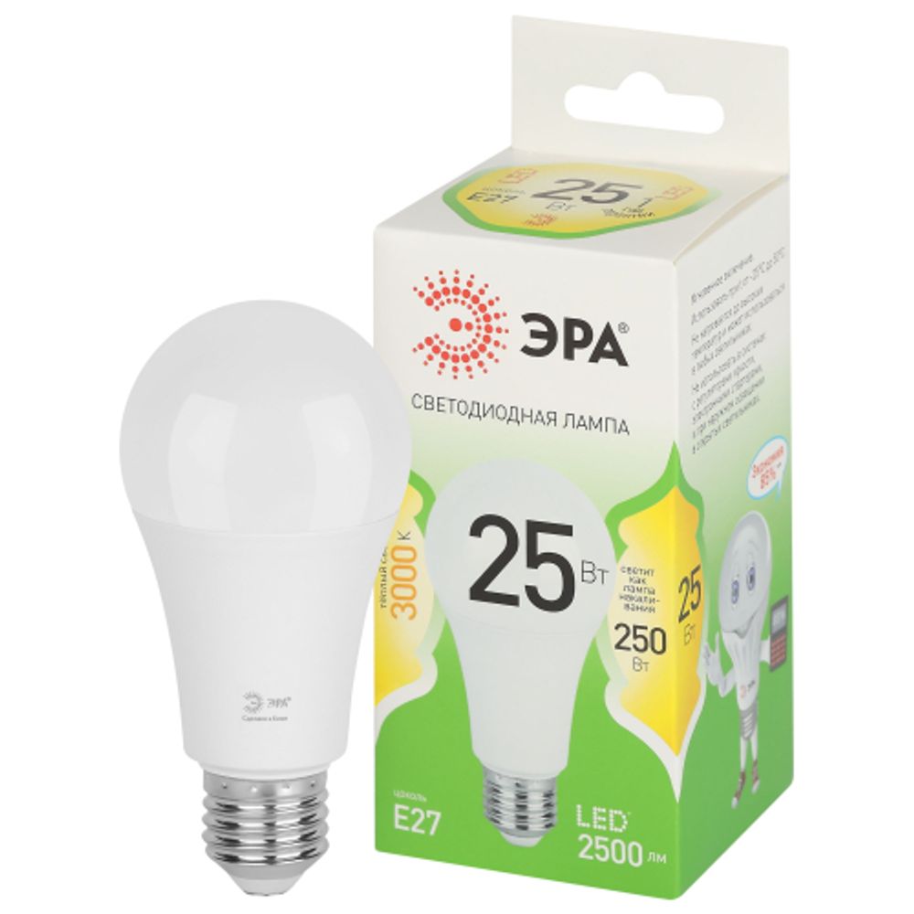 Лампа светодиодная ЭРА GREEN LINE LED A60-25W-830-E27 GL E27 25 Вт груша теплый свет | Лампы cветодиодные Груша (A)