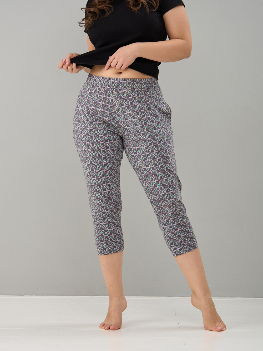 Бриджи Дв-202/кофе-цветочныйорнамент