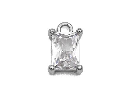 Подвеска прямоугольная 10мм, с прозрачным кристаллом