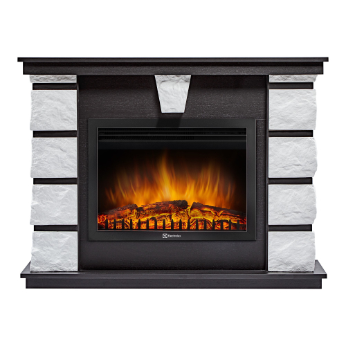 Каминокомплект: Очаг Electrolux EFP/P-2520LS N, портал Excalibur 25 камень белый