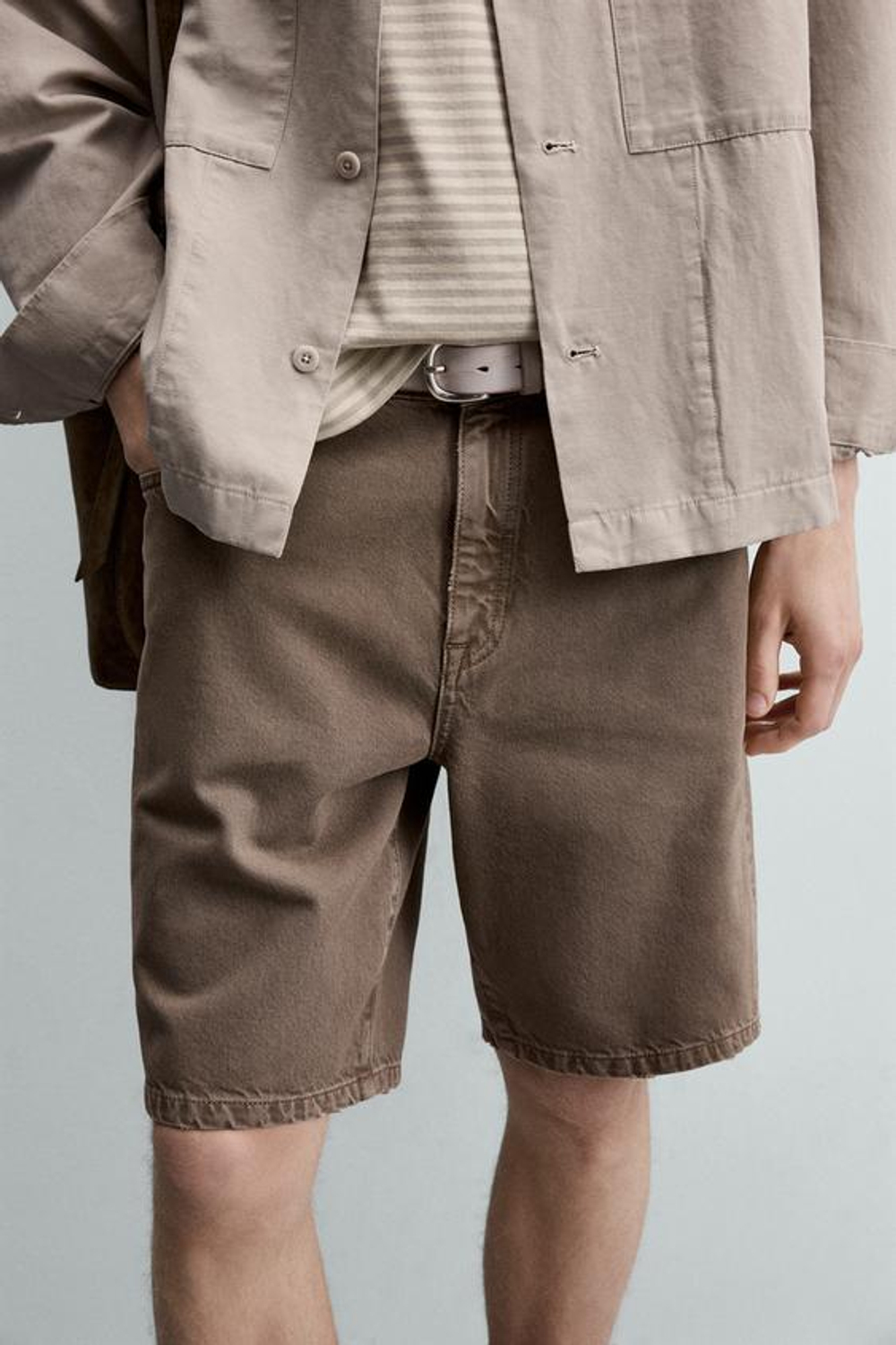 ZARA ДЖИНСОВЫЕ ШОРТЫ RELAXED FIT, КОРИЧНЕВЫЙ