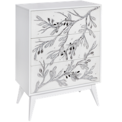 Комод Oliva Branch (Олива Бранч) с 3 ящиками Айс Античное серебро