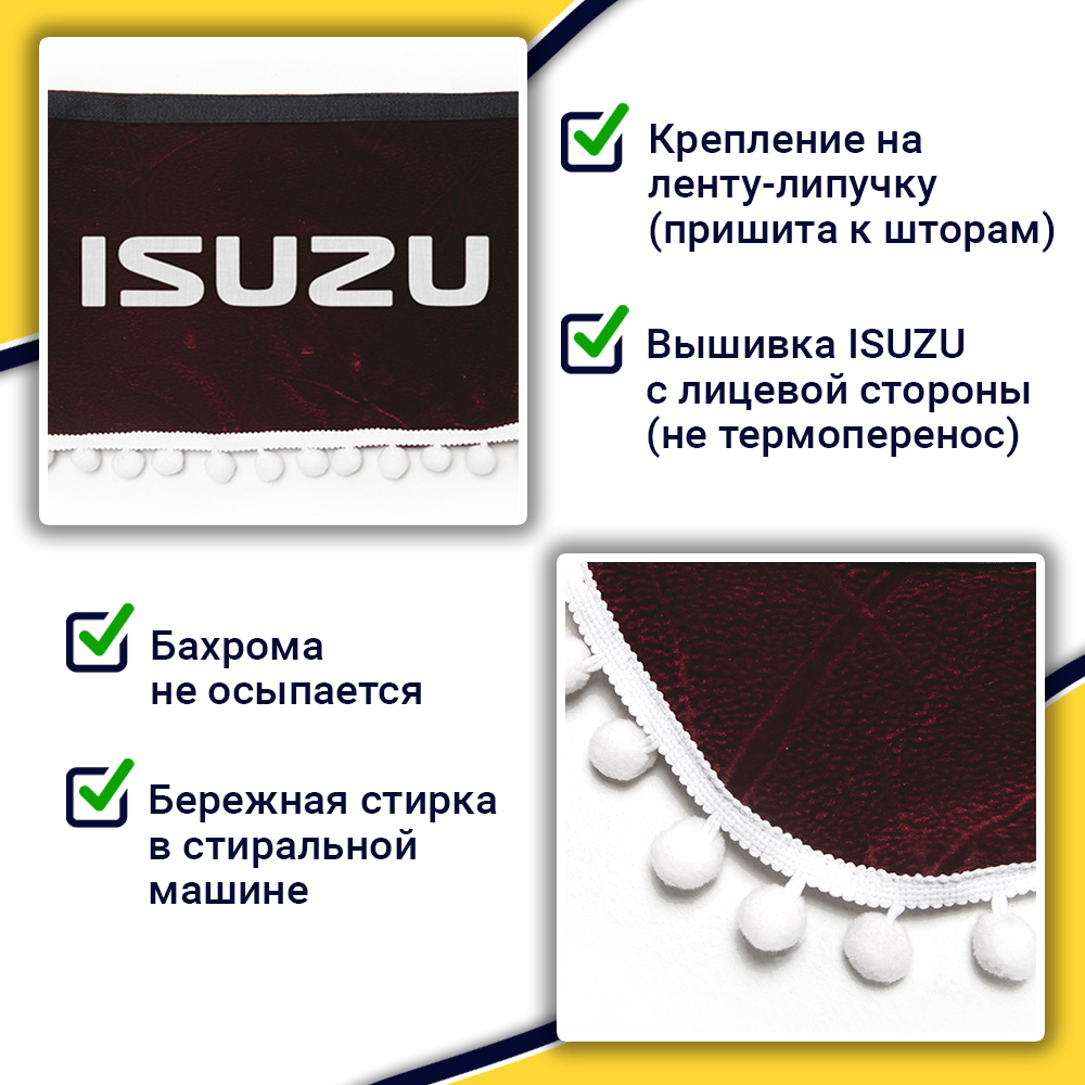 Ламбрекен с косынками Isuzu (флок, красный, белые шарики)