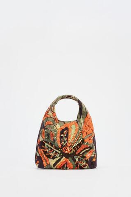 ZARA СУМКА С РАЗНОЦВЕТНЫМ БИСЕРОМ, ОРАНЖЕВЫЙ
