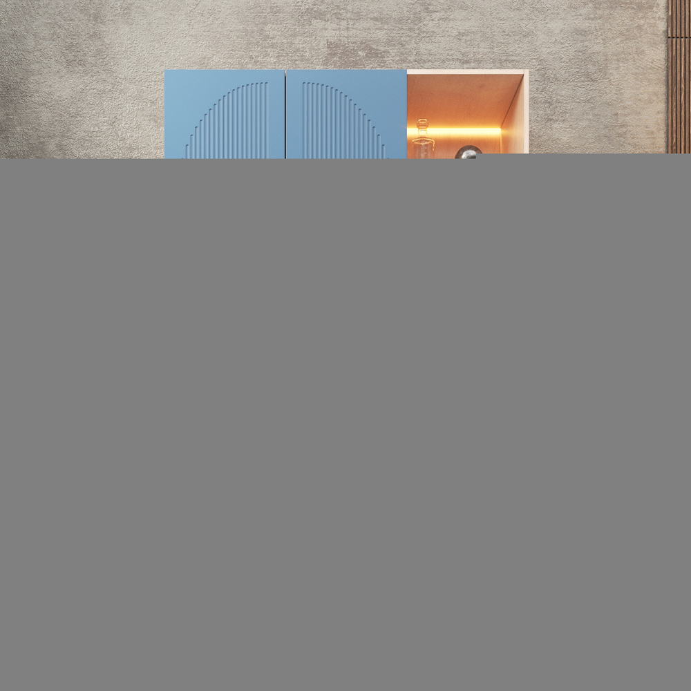 Шкаф Агератум МДФ двухсекционный с стеллажом Сапфир структурный (0,3) G4018-62A матовая - Дуб молочный 8622  190*60*220