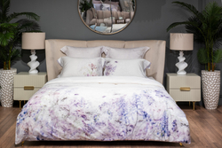 Постельное белье 2 спальное евро Garda Decor Фиори сиренево-белое