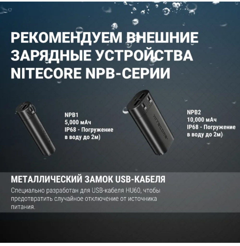 Фонарь налобный Nitecore HU60 1600 люмен с пультом дистанционного управления