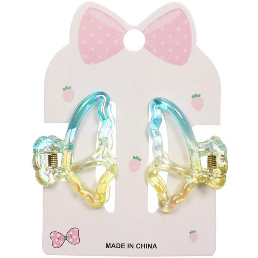 Заколки-крабы для волос 2шт «Мон Ляруш», бабочки, микс 6 цветов, 4,5см (Блистер)