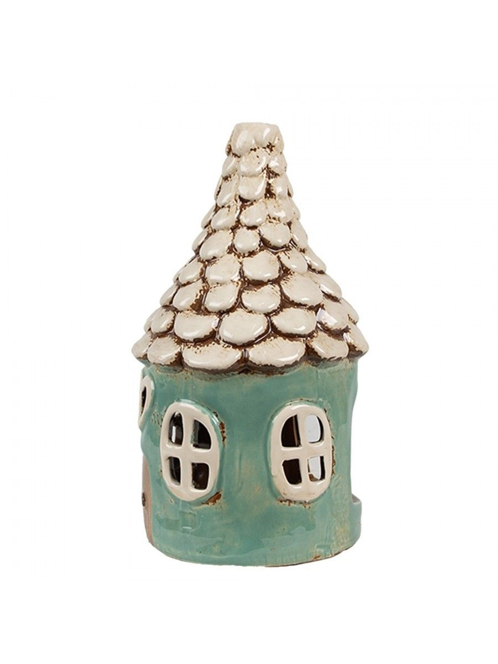 Подсвечник "Домик трулле" зеленый Ø 11x20 см