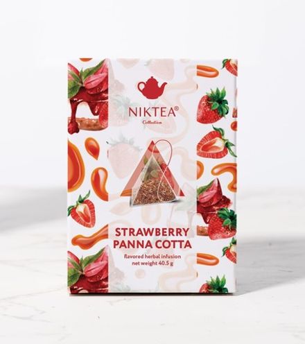 Чай в пирамидках травяной NIKTEA  Strawberry Panna Cotta, Niktea Клубничная Панна-Котта