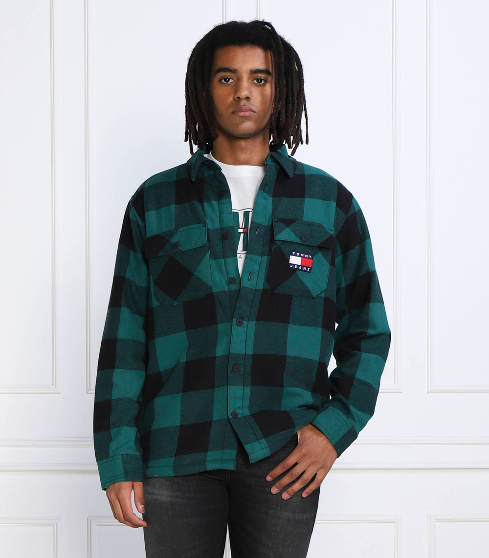 утепленная рубашка Tommy Jeans - зеленый(DM0DM15132)