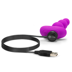 b-Vibe Triplet Anal Beads FUCHSIA - Анальная елочка с 2мя моторами
