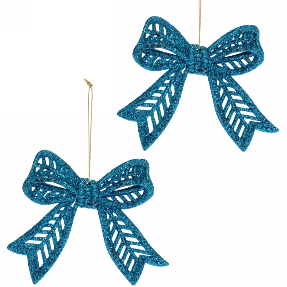Подвески в блёсках «Сказочные бантики» 9*11 см (набор 2 шт), Голубой