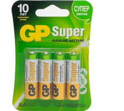 Алкалиновые батарейки пальчиковые АA / R6 GP Super Alkaline 15А - 4 шт.