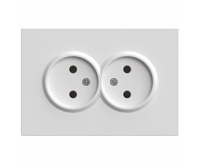 Розетка 2-местная с покрытием Soft Touch с защитной шторкой без заземления, 250В, 16А, серия Эмили, RST16-5116-01, белый фарфор, STEKKER 49877