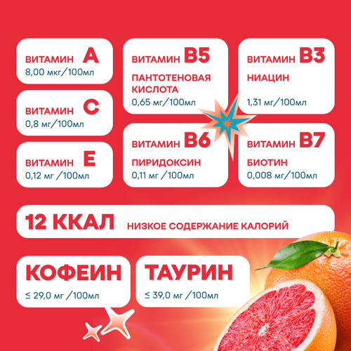 Газированная вода со вкусом Грейпфрут GORJI NRG Горджи 0,5 л, упаковка 12 шт