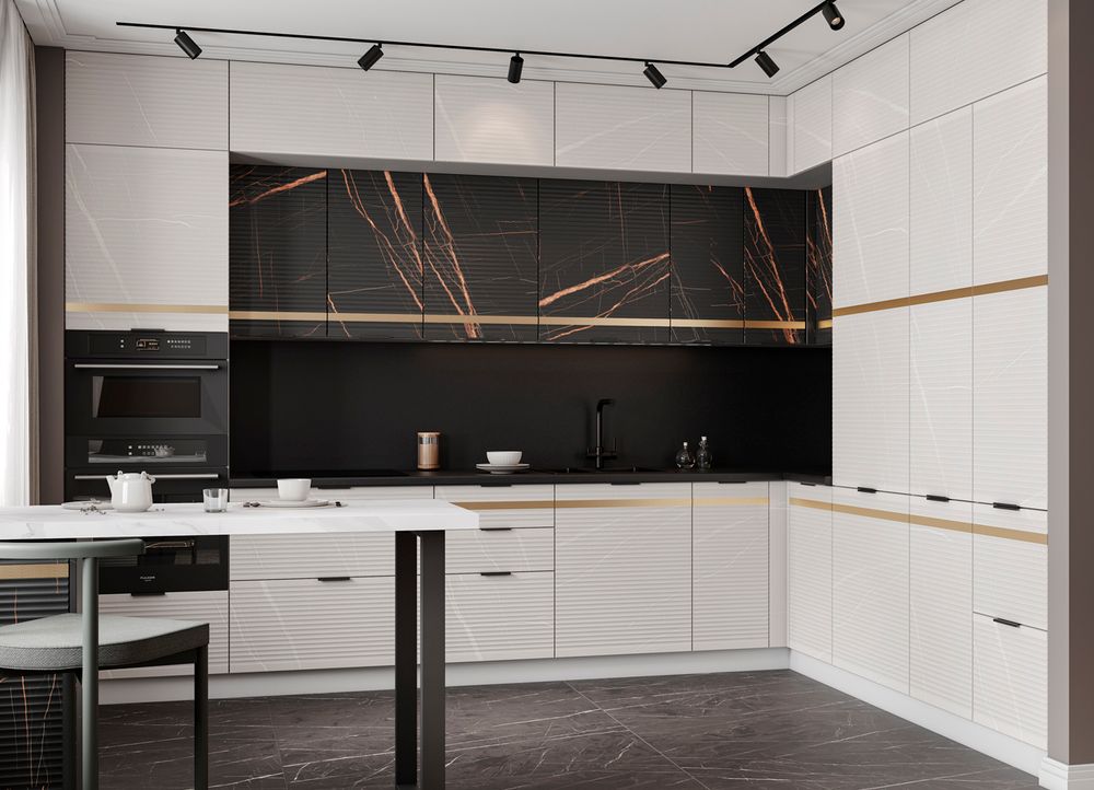 Модульный кухонный гарнитур «Корато» 1200/3400 (Кварц бежевый), ЛДСП/МДФ, ДСВ Мебель