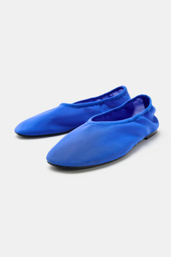 ZARA БАЛЕТКИ ИЗ СЕТЧАТОЙ ТКАНИ, СИНИЙ