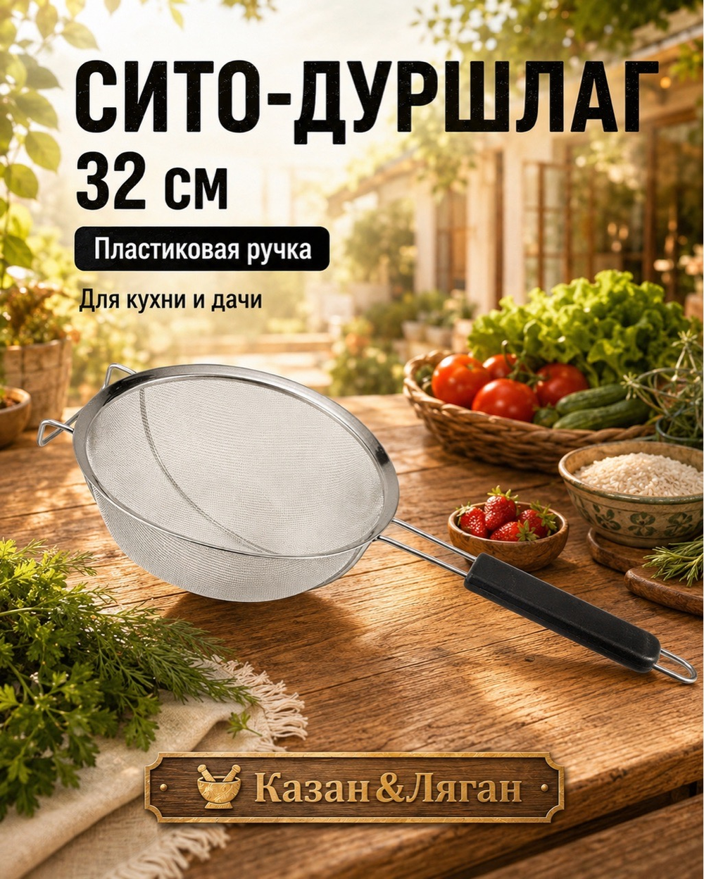 Сито Узбечка 32 см пласт. ручка