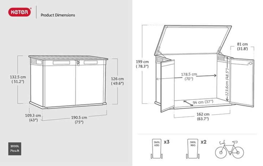 Уличный ящик пластиковый Keter Premier Jumbo 2020 л