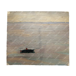Динес Ю. С. Крым. Тихая вода. Рыбалка. Этюд. Картон, масло. 1951 г.