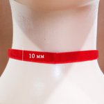 Чокер бархатный красный на шею (10 мм) без подвески. Фурнитура серебристая