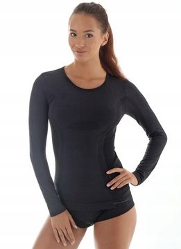 Термофутболка женская с длинным рукавом чёрная BRUBECK Comfort Wool LS1161W